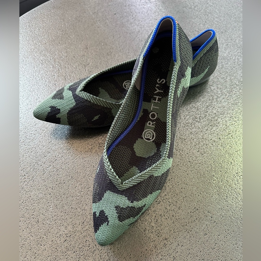 Rothy's Green and Black Camouflage Flats